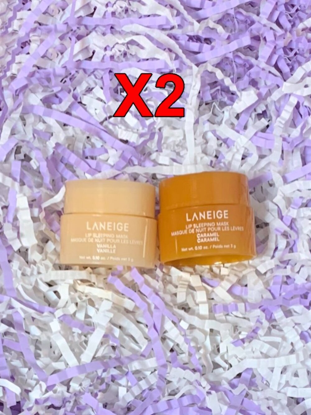 2 Pack LANEIGE Lip Sleeping Mask Travel Size Mini Vanilla & Caramel